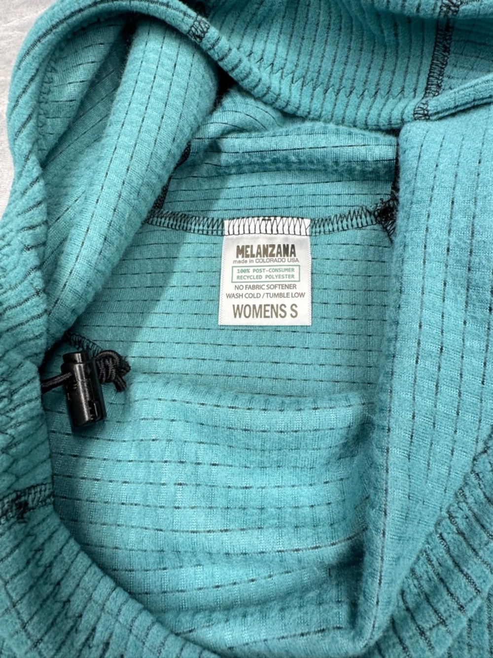 Melanzana Women's Micro Grid Teal Hoodie - Picture 5 of 10